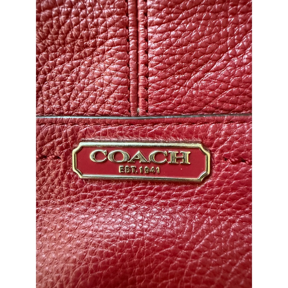 Coach Park Red Pebble Leather Hobo Shoulder Bag Purse Handbag F23293 - Picture 4 of 16